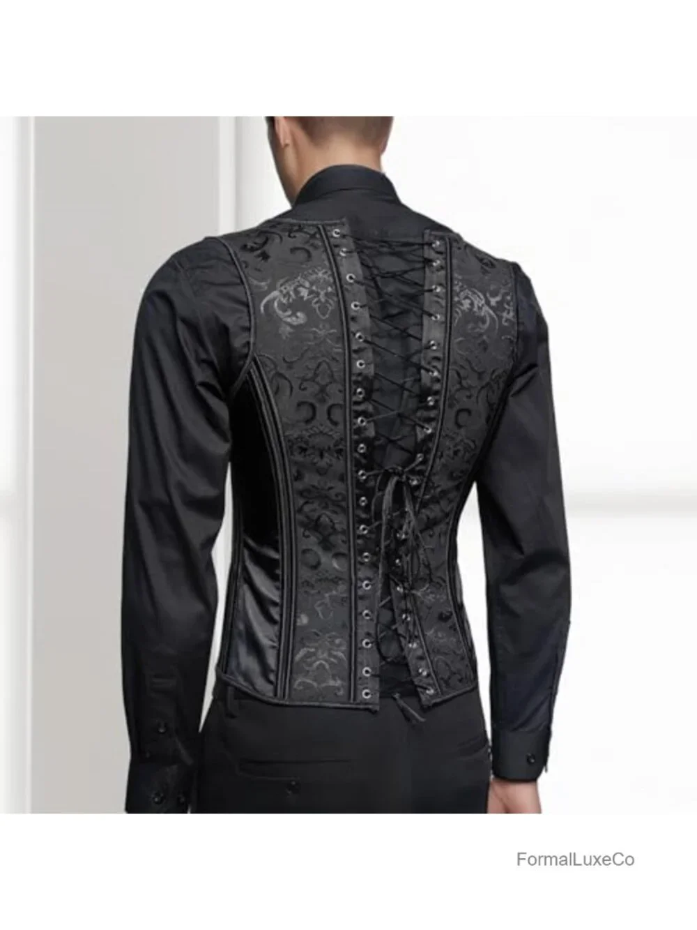 Men's Corset Vest Lace Up Boned Waist Trainer Formal Tops